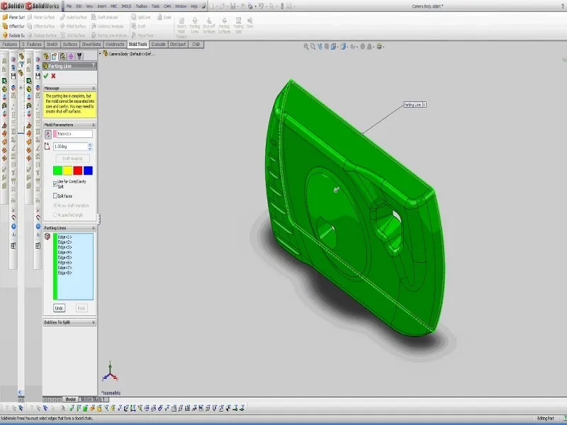 مراحل ایجاد قالب با Mold Tools سالیدورک