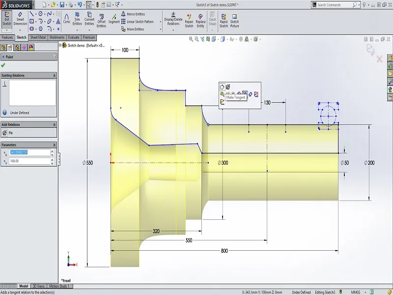 محیط Sketch در نرم افزار Solidworks